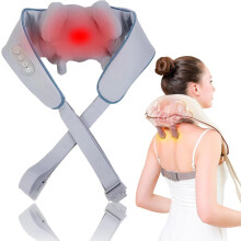 Neck Massager, Lymphatic Massage with Heat, Rechargeable Cordless Shiatsu Neck and Back Massager for Pain Relief Deep Tissue, Adjustable Modes