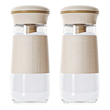 2 Pcs Glass Salt Shakers with Spoon, Moisture-Proof, Accurate Portion Control, Wide Mouth Refill – Compatible with Kitchen Use