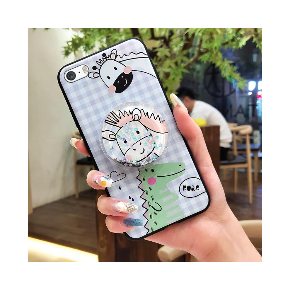 Phone Case Compatible With Iphone 5/5S/Se – Silicone Kickstand Cover, Glitter Cartoon Design, Dirt-Resistant & Anti-Knock 9170372336401