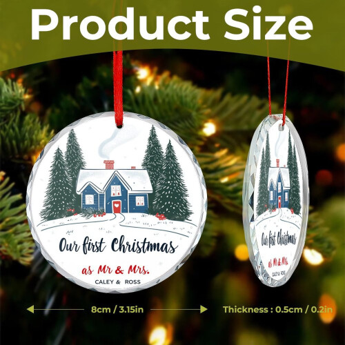 Personalized Glass Christmas Ornament for Newlyweds 1
