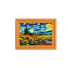 Wooden Fridge Magnet Starry Night with Cats 1 pcs
