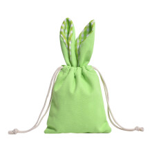 Easter Bunny Gift Bags with Drawstrings, 6.3x7.5", Rabbit Ear Canvas Pouches for Easter, Spring, Birthday Party – D-19x16cm