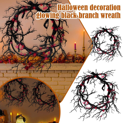 Halloween Wreath Withered Branches, Ghost Festival Decoration Black Tree Br 2