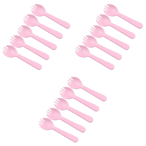 300Pièces Couverts Rose 2-En-1 Fourchette Jetable 2