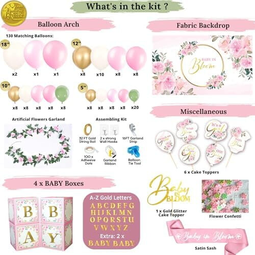 Babyshowerpynt til piger - lyserød salviegrøn ballon 2