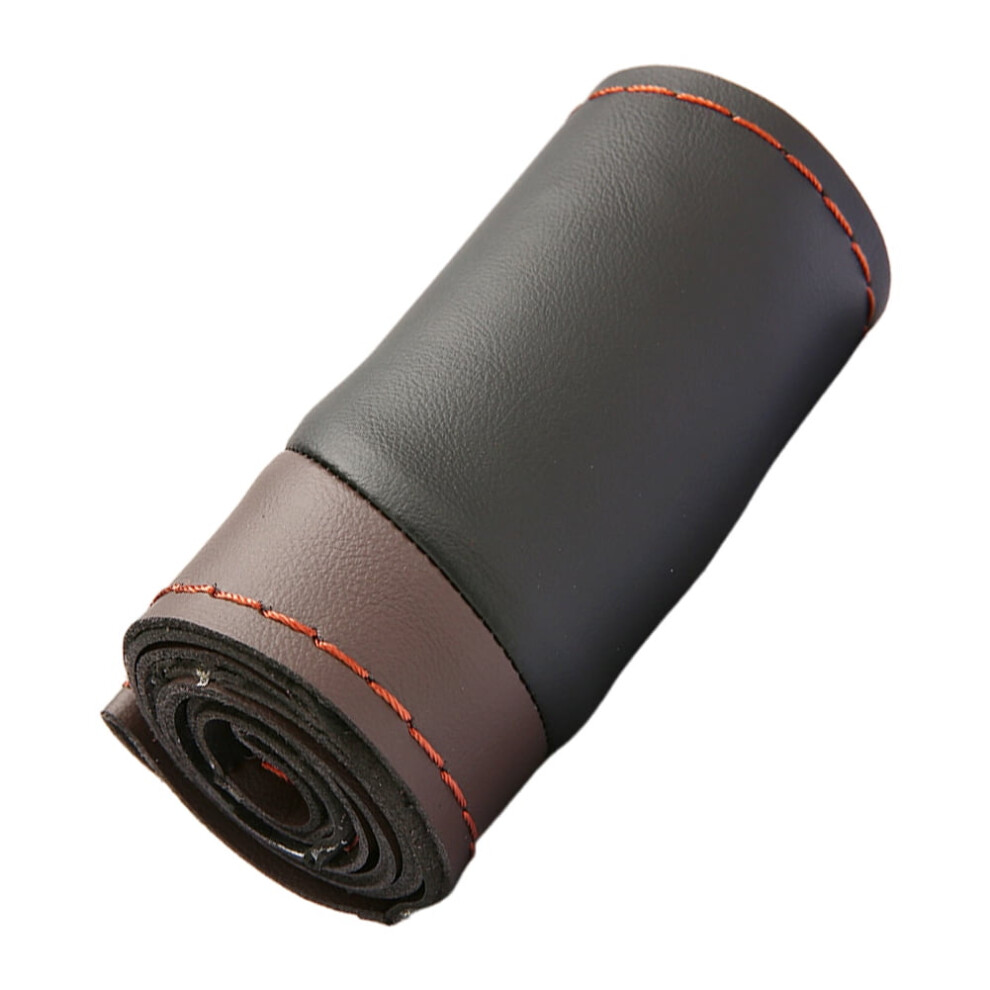 Hand-Sewn Breathable Leather Steering Wheel Cover, 38Cm, Universal Fit, Compatible With Most Cars Â Coffee Color 9165521890705