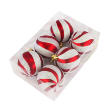 6 PCS Christmas Ornaments Tree Decorations, Red and White Shatterproof Christmas Ball Ornaments Set, Hanging Ornament for Xmas Holiday Party Decor
