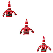 3Sets Kleurrijke Wijnfleshoezen Kerstdecor Polyester Versiering