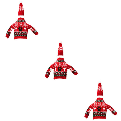 3Sets Kleurrijke Wijnfleshoezen Kerstdecor Polyester Versiering