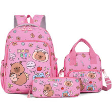 Capybara Backpack Kawaii Capibara 3-Set Bag, Large-Capacity Cute Backpack for Travel, Work & School