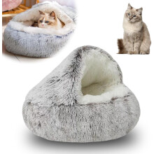 2026 Upgraded Cat Beds for Indoor Cats, Portable Fluffy Covered Pet Bed with Durable Design