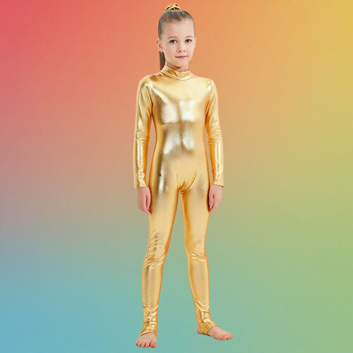 Kids Sequin Dance Unitard Long Sleeve 10-12 Years 1