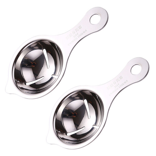 2 Pcs Egg White Separator Yolk Tool Sieve Stainless Steel Filter