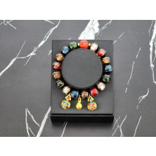 Chinese Ash Glaze Glass Beaded Bracelet with Golden Pi Xiu Charm – Elegant Crystal Gift for Women