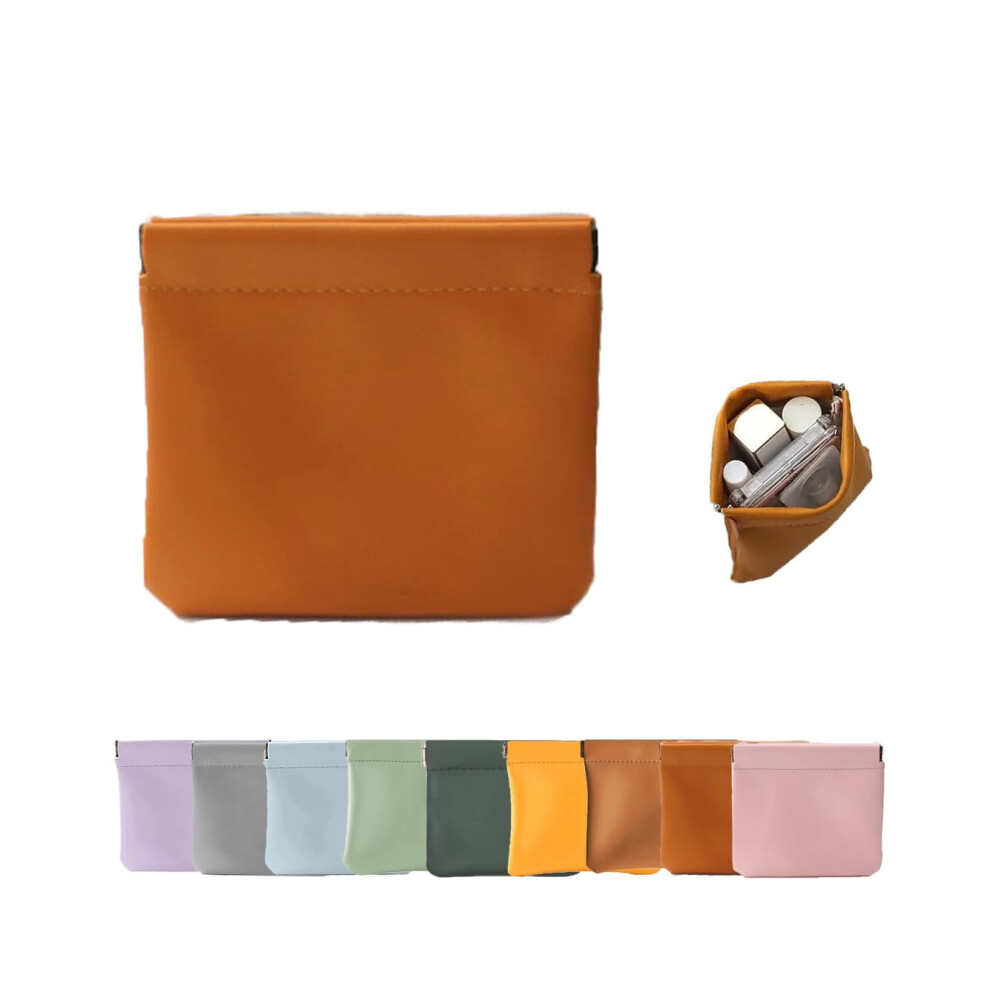 Leather Organizer Pouch with Snap Closure 4.7x4.7in Lambskin
