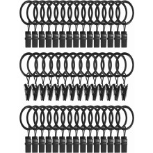 Shower Curtain Hooks 40 Pack Metal Curtain Rings With Clips Hat Clothes Clips Drapery Clips With Rings Drapes Rings 1.26 In Interior Diameter