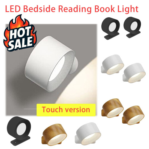 Wall Mounted LED Bedside Lamp Rechargeable 360 Rotatable