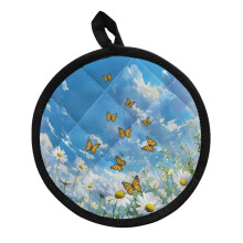 Butterfly 2-Piece Pot Holders with Daisy Design – Microwave/BBQ Hot Pads, Universal Oven Gloves, Personalized Kitchen Gift for Women (Compatible