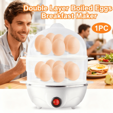 Rapid Electric Egg Cooker for Hard Boiled Eggs,14 Egg Dual Layer Egg Boiler with Auto Shut off Steam Trays and Dishwasher Safe Parts