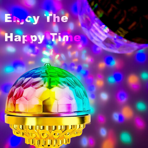 2-Pack Disco Ball Light with E27 Socket, Rotating RGB LED Projector Lamp, Compatible with E27 Bulbs 1