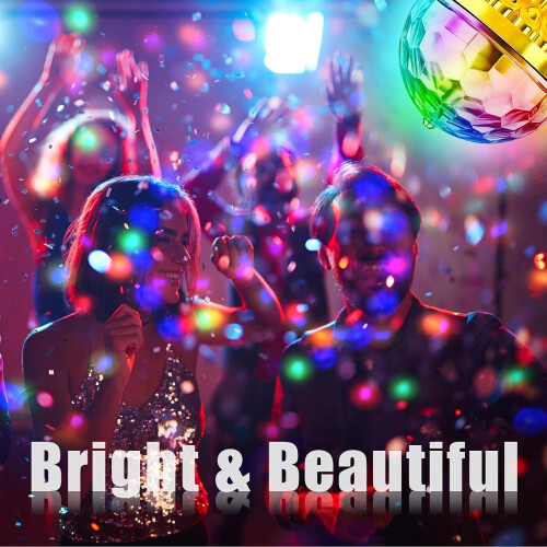 2-Pack Disco Ball Light with E27 Socket, Rotating RGB LED Projector Lamp, Compatible with E27 Bulbs 2