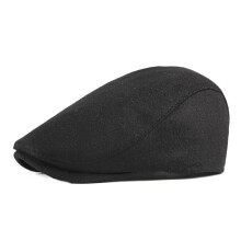 Pălărie de iarnă pentru bărbați, culoare solidă, beretă de lână, bărbați, retro britanic, simplu, cu bile de duck, femei, înainte,