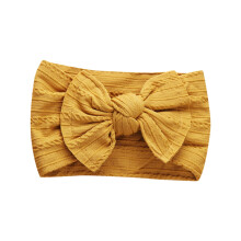 Baby Girls Wide Headband Elastic Soft Nylon Jacquard Bow Hair Band Solid Color Accessories