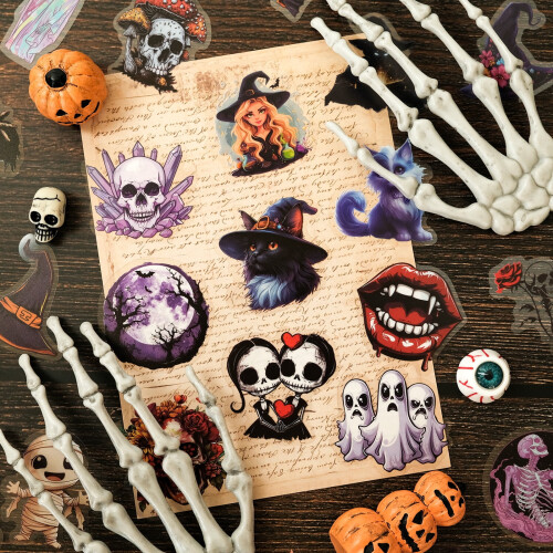 Halloween PET Stickers Witch Skull 50 Sheets 1