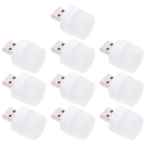 Luci d'atmosfera USB per auto, plastica bianca, 10 pezzi, 1,4 x 0,8 x 0,8 pollici