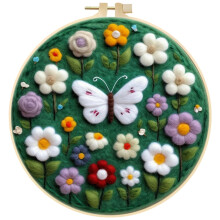 Kit de împâslire cu acul DIY pentru începători, set de pictură din pâslă de lână cu ace de lână inelare pentru broderie și instrucțiuni