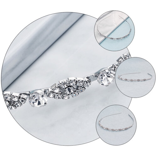 Sparkly Thin Wavy Headband Elegant Silver Headdress 13x0.5 2