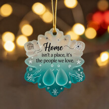 Snowflake Sea Glass Ornament, Watercolor Blue Tree Hanging, Compatible with Christmas Decor, Friendship Keepsake, Hexagon Shape