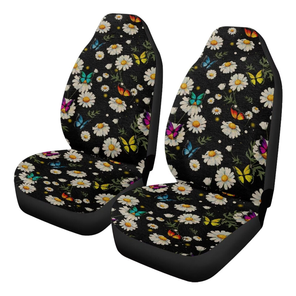 2-Pack Daisy Car Seat Covers For Front Seats Only, Universal Fit, Easy Install Â Compatible With Trucks, Vans, Suvs, Sedans Coral 9399596259802