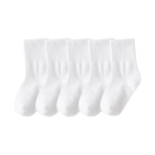 5 Pack Ankle Cotton Cushioned Solid Socks For Children Boys And Girls Athletic Arch Support Stylish Vintage Look White 3 Years