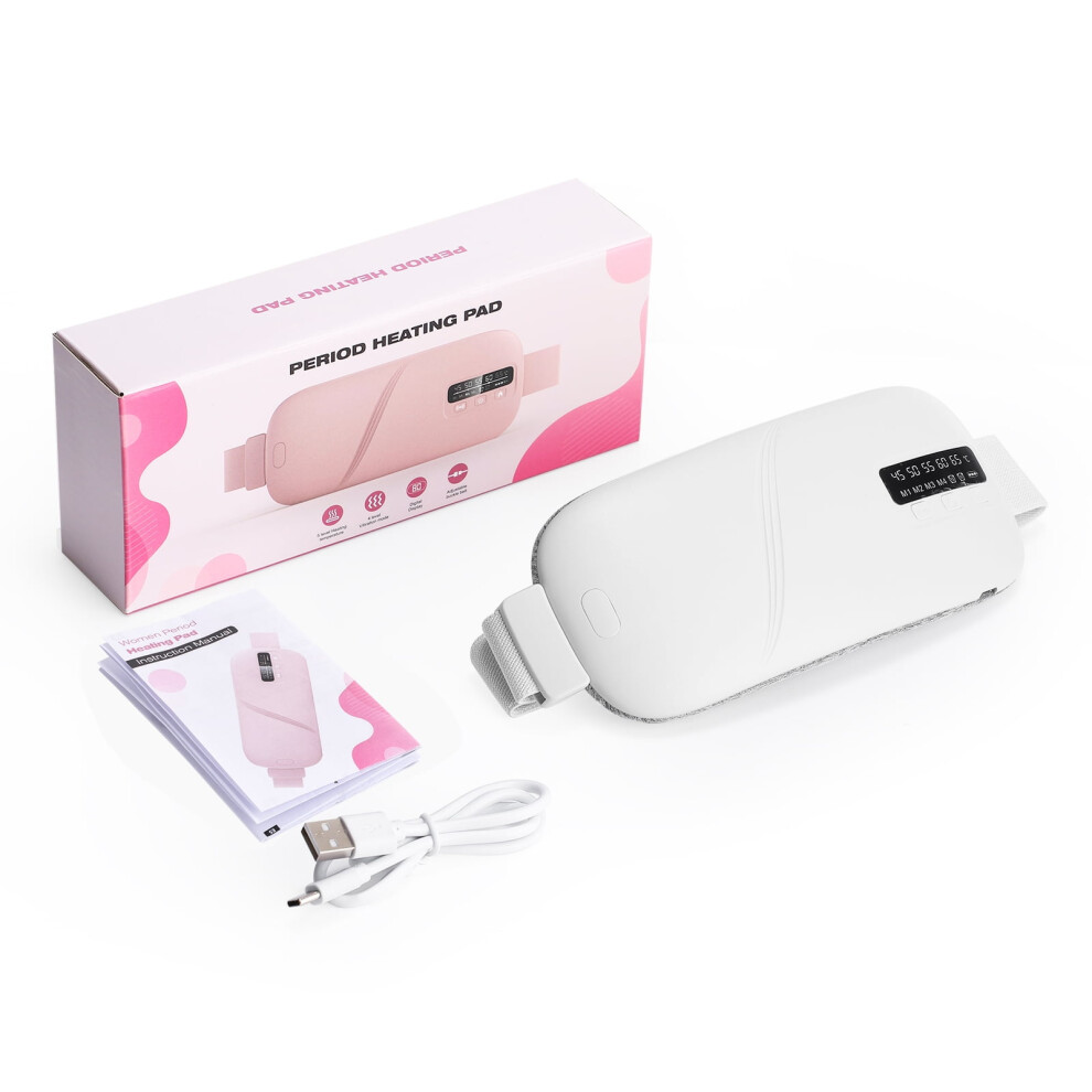 Pink Portable Heating Pad For Period Cramps, Electric Waist Belt With 3 Heat Levels & 3 Massage Modes, Back/Belly Use, Â Compatible With Usb Power