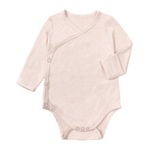 Body de manga comprida com abertura lateral para bebê, em algodão, cor sólida, fofo, para meninos e meninas, leve e confortável, rosa, tamanho