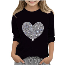Kids Graphic Top Spandex 3/4 Sleeve Crewneck