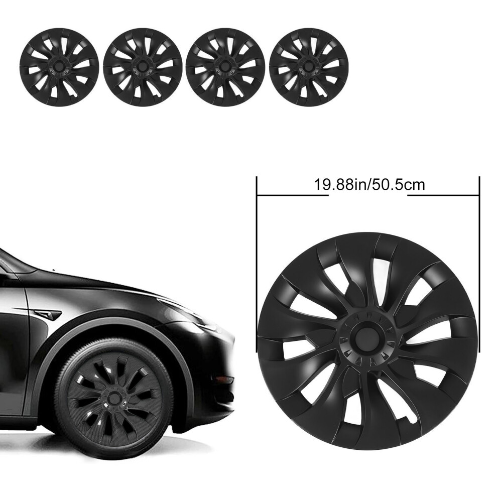 18In Tesla Model 3 Hub Cap Set Matte Abs Black 7055741515347