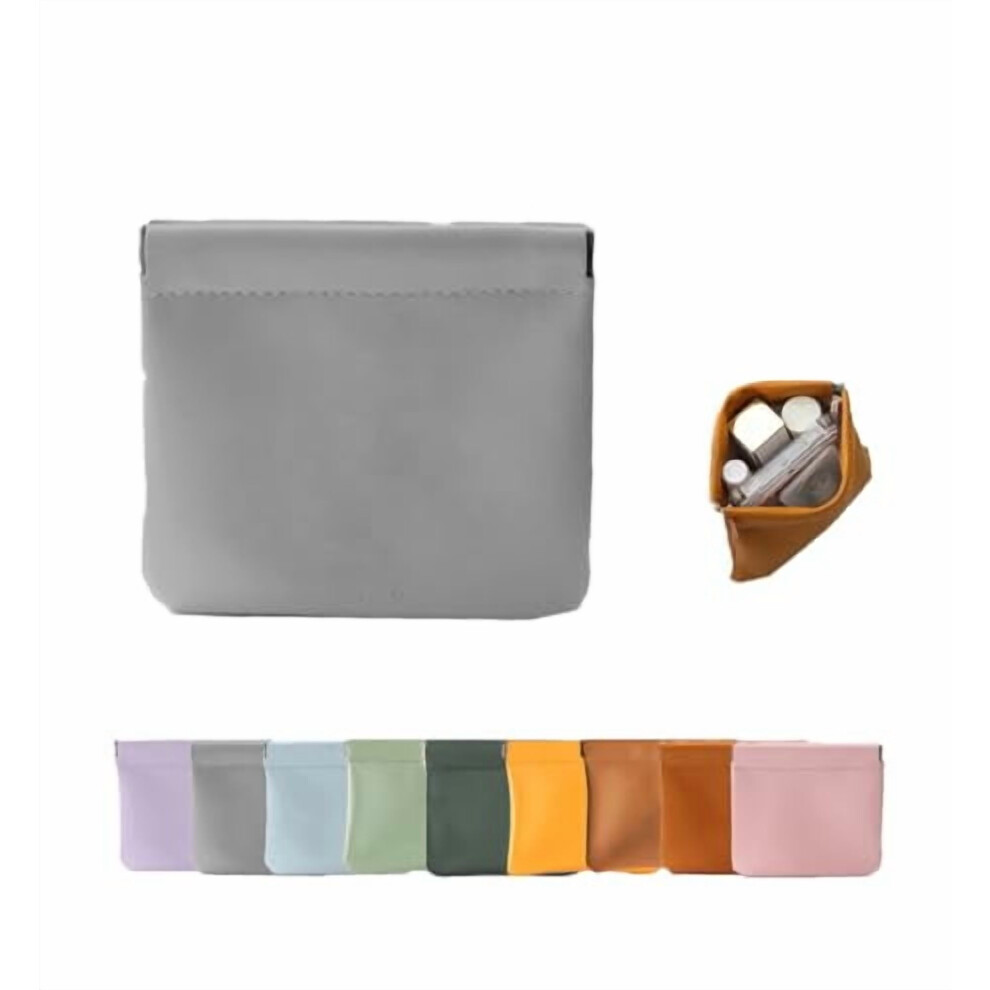Pouchic Personalized Snap Closure Leather Organizer Pouch, 4.7x4.7in, Auto Snap Cosmetic Bag, No Zipper, Lambskin â Compatible with All Small