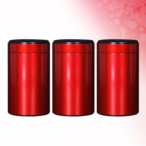 Topbathy3PCS Στρογγυλό Μεταλλικό Δοχείο Τσαγιού για Αποθήκευση Κουζίνας με Προστασία