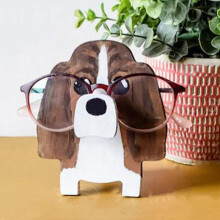Porta occhiali da sole in legno – Supporto da scrivania a forma di animale intagliato a mano, 6,1x5,9”, per occhiali, gioielli, orologi –