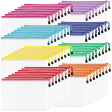 Lot de 100 pochettes zippées en filet, imperméables, format A4/Lettre, pour ranger documents, fournitures scolaires, jouets, puzzles, bureau, etc.
