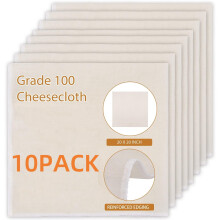 Lot de 10 étamines biologiques non blanchies (50 x 50 cm), qualité 100, ourlées, ultra-fines et réutilisables pour égoutter, cuire, faire du