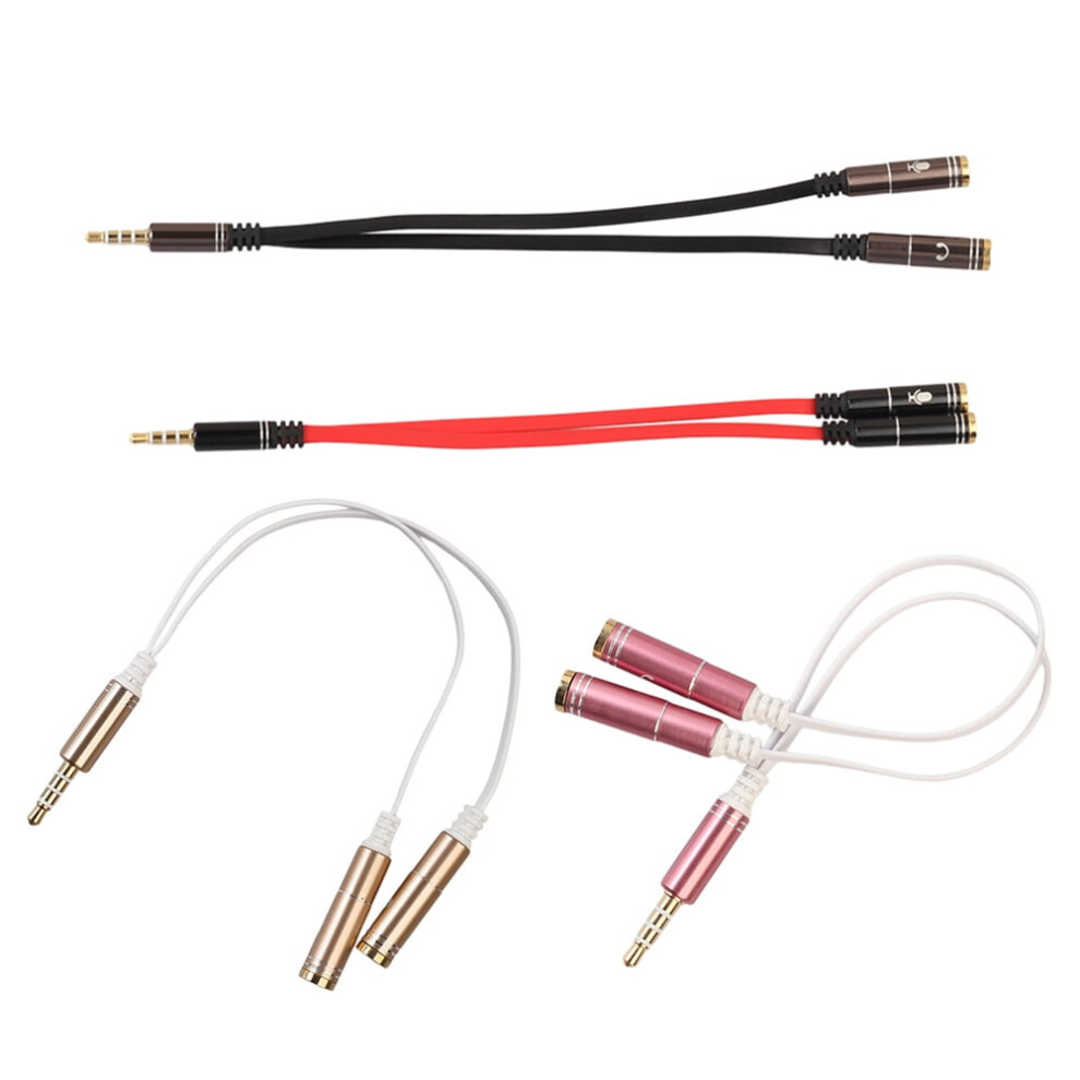 Trrs Headphone Splitter 3.5Mm Jack 4-Pole Male To Dual Female Headset Adapter, Golden 9087558624651