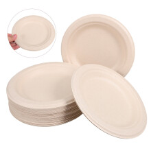 50Pcs Unbleached Paper Plates For Heavy Duty Food Packaging