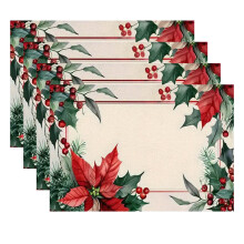 DAMAI Christmas Snowflake Placemats Set of 4, 12x18 in, Vintage Washable Red Winter Xmas Table Mats – Compatible with Home Dining & Gifts