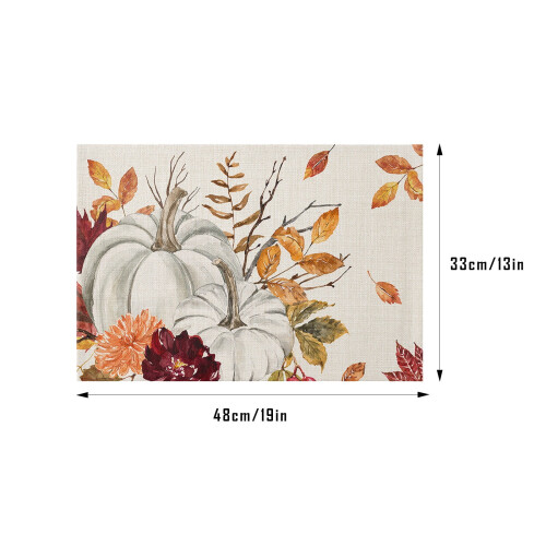 Set de sets de table et chemin de table en coton et lin pour Thanksgiving 2