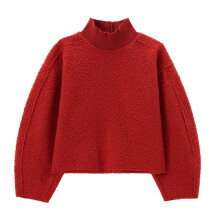 Pull court à col roulé en polaire pour femme – Haut court chaud et duveteux en laine, couleur bordeaux, idéal pour les tenues d'hiver