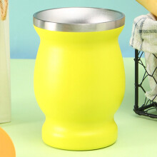 Gobelets Liquidation304 en acier inoxydable mat, en forme de gourde, en plastique coloré, jaune, isothermes, 236 ml (8 oz) – Compatibles avec les