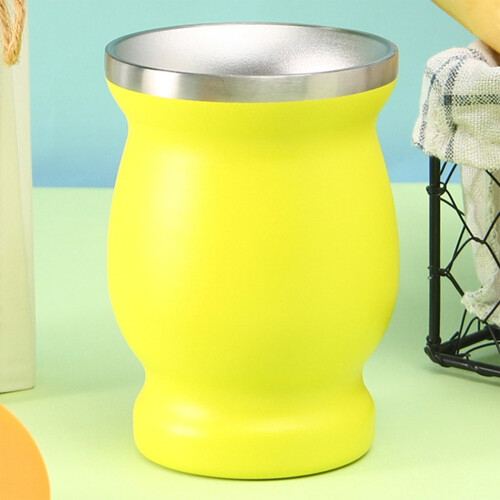 Stainless Steel Matte Gourd Cup 8 oz Yellow Insulated